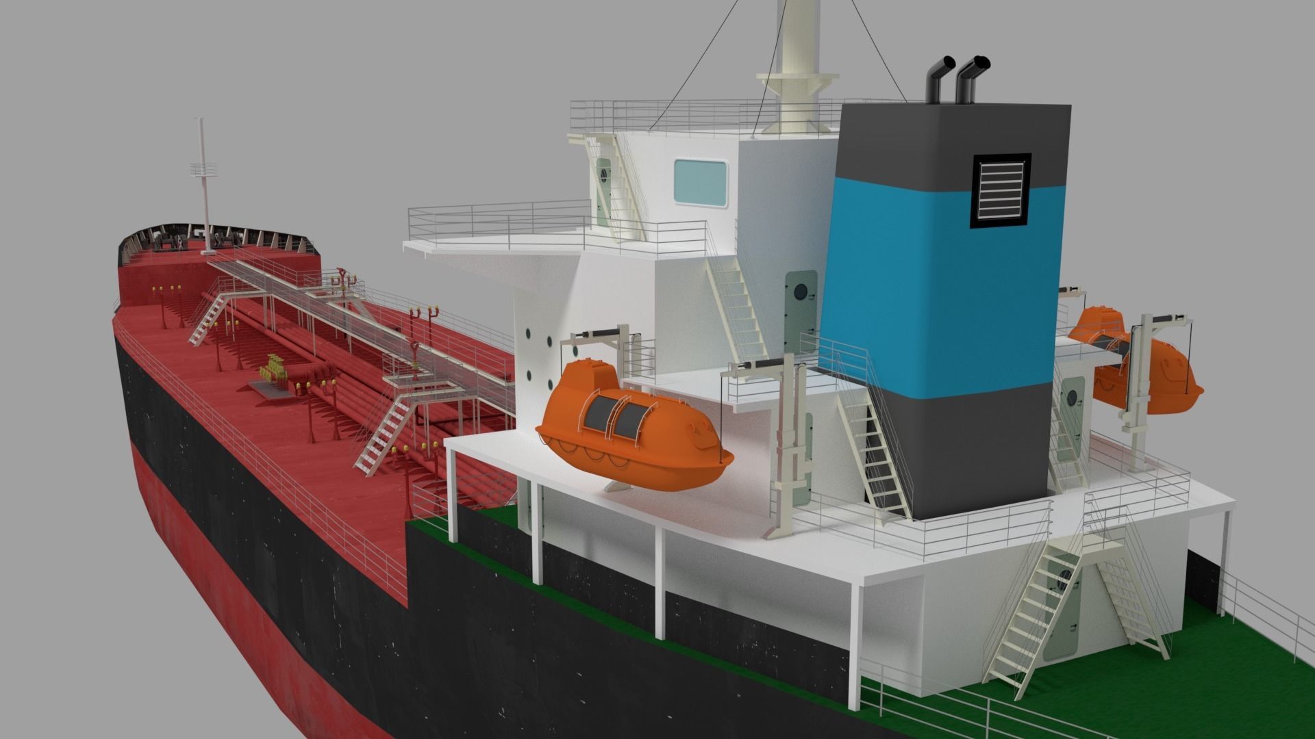 Oil Tanker Ship Lowpoly Low-poly 3D model_3