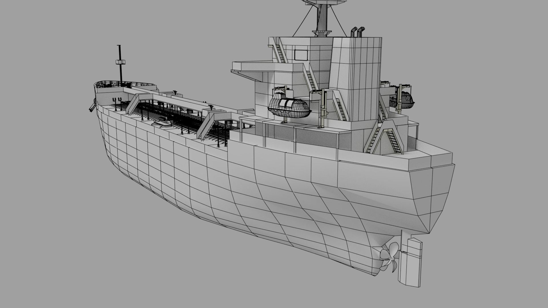 Oil Tanker Ship Lowpoly Low-poly 3D model_7