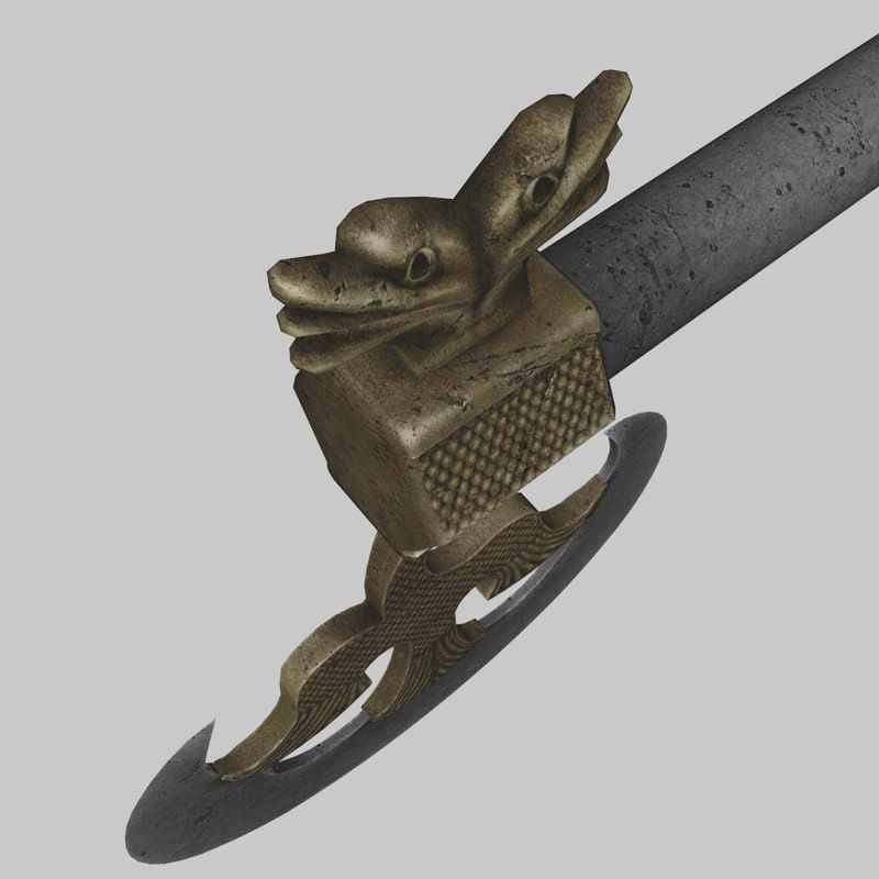 Cormorant motif poleaxe 3D model_11