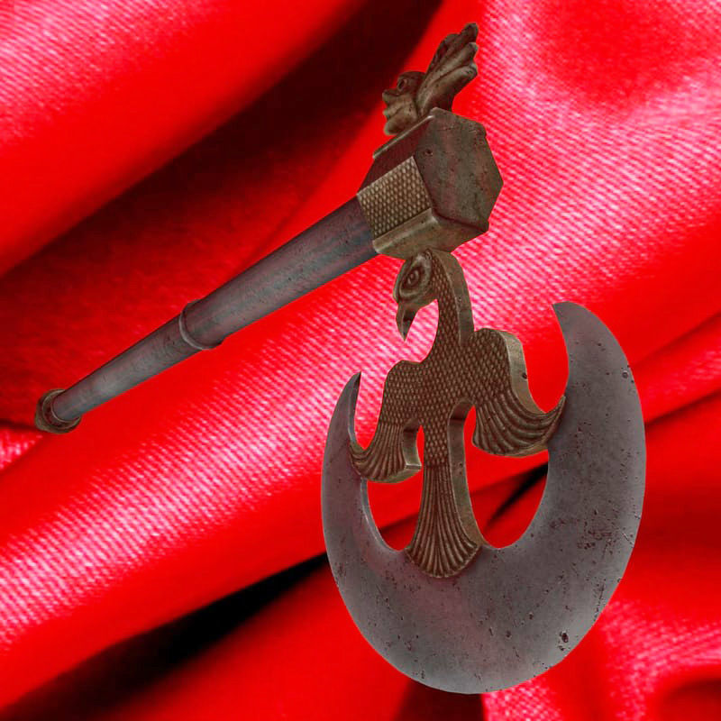 Cormorant motif poleaxe 3D model_1