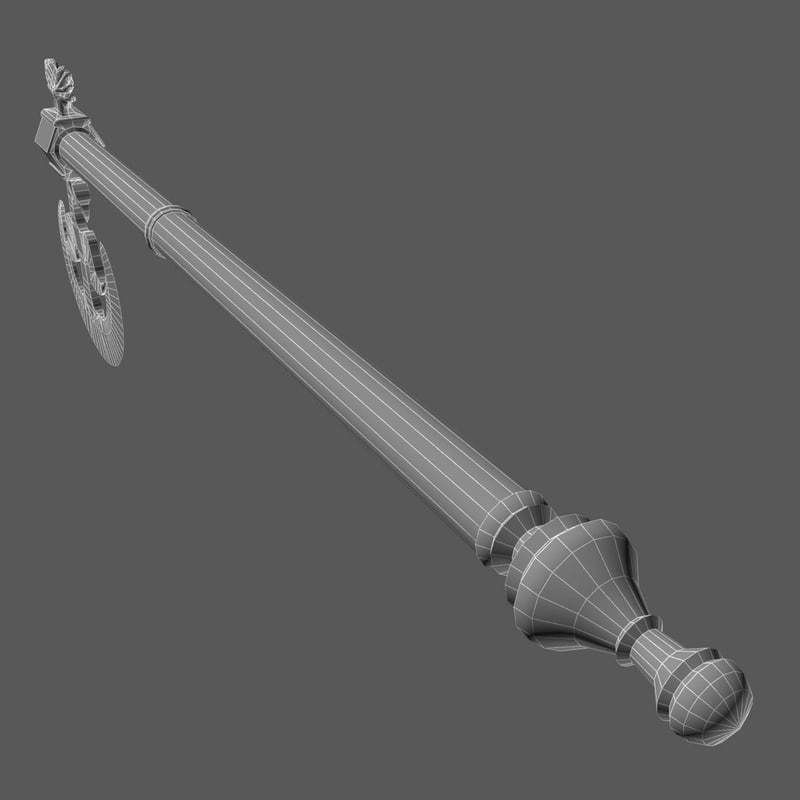 Cormorant motif poleaxe 3D model_3