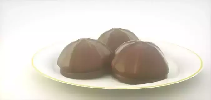 Chocolate 3D three eggs on plate 3D model
