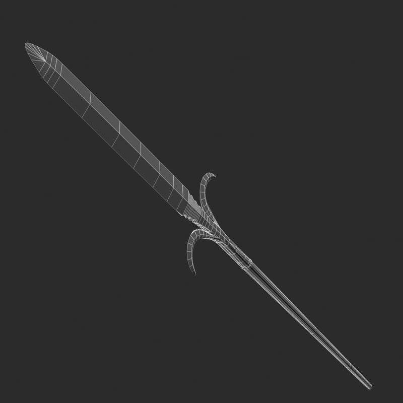 Corseque polearm 3D model_7
