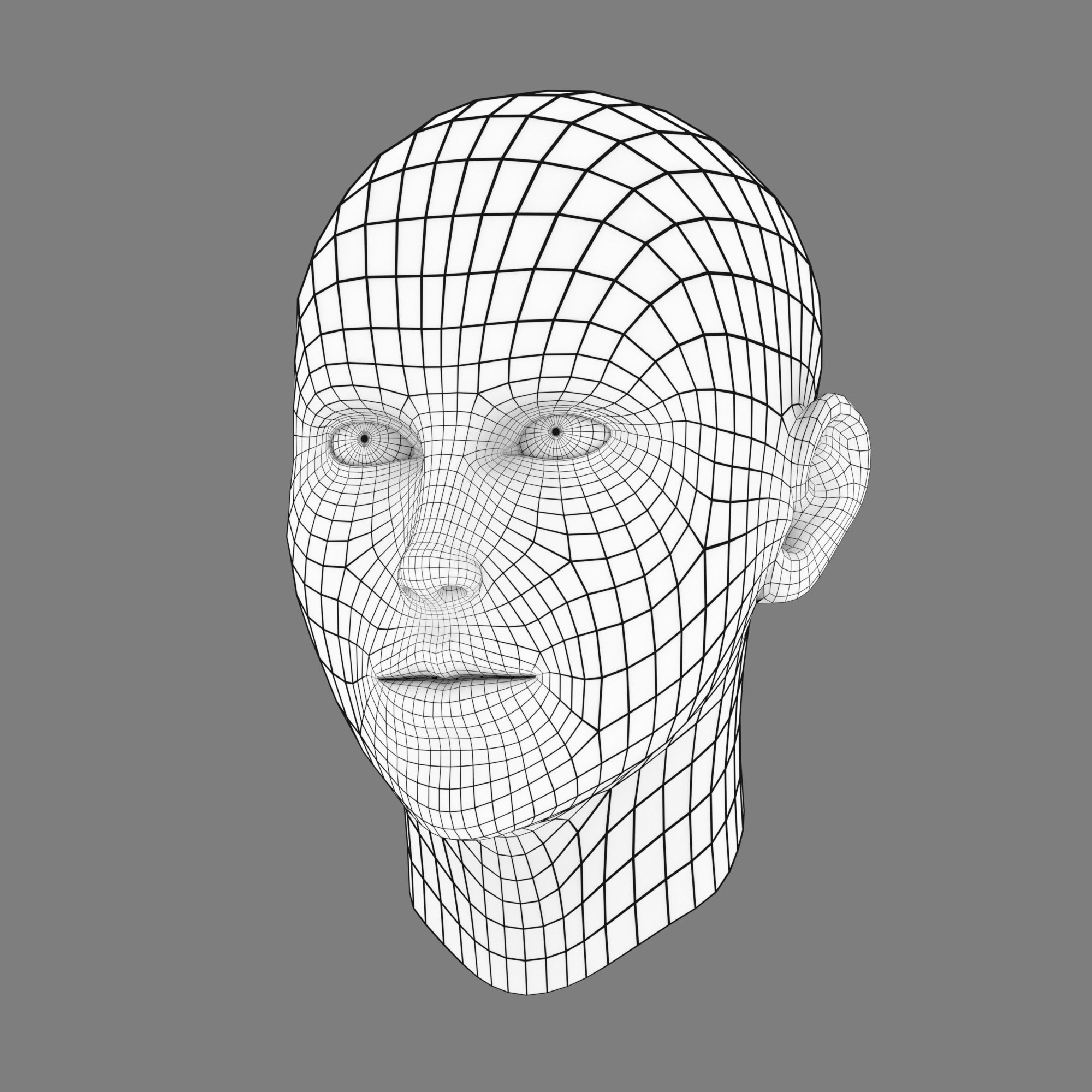 Stylized Head Base Mesh Low-poly 3D model_3