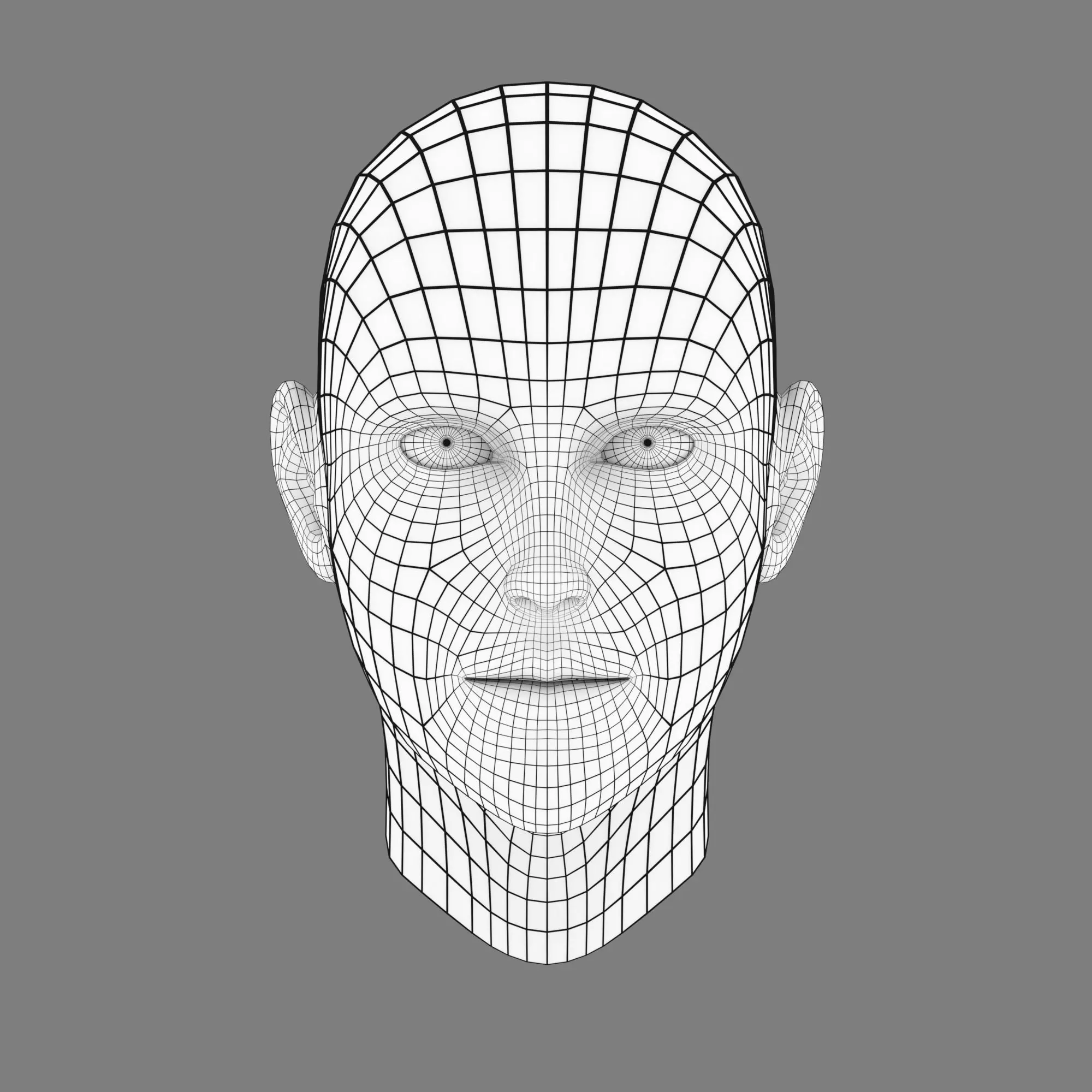 Stylized Head Base Mesh Low-poly 3D model_0