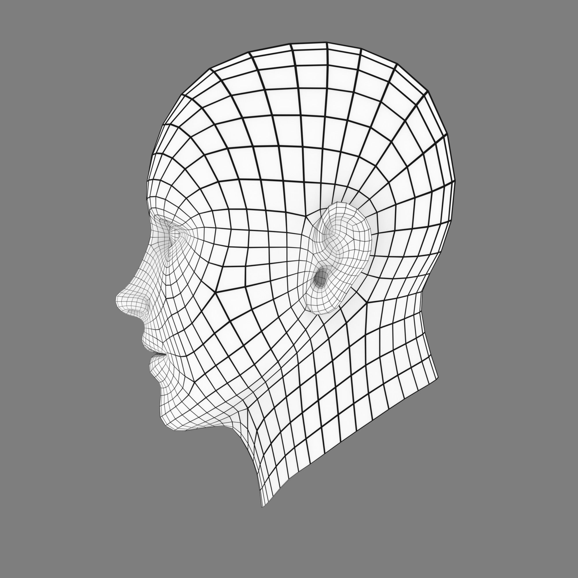 Stylized Head Base Mesh Low-poly 3D model_1