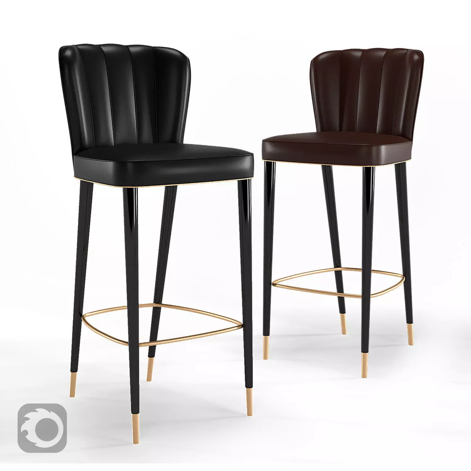 Dillon Designer Leather Bar Stool 3D model