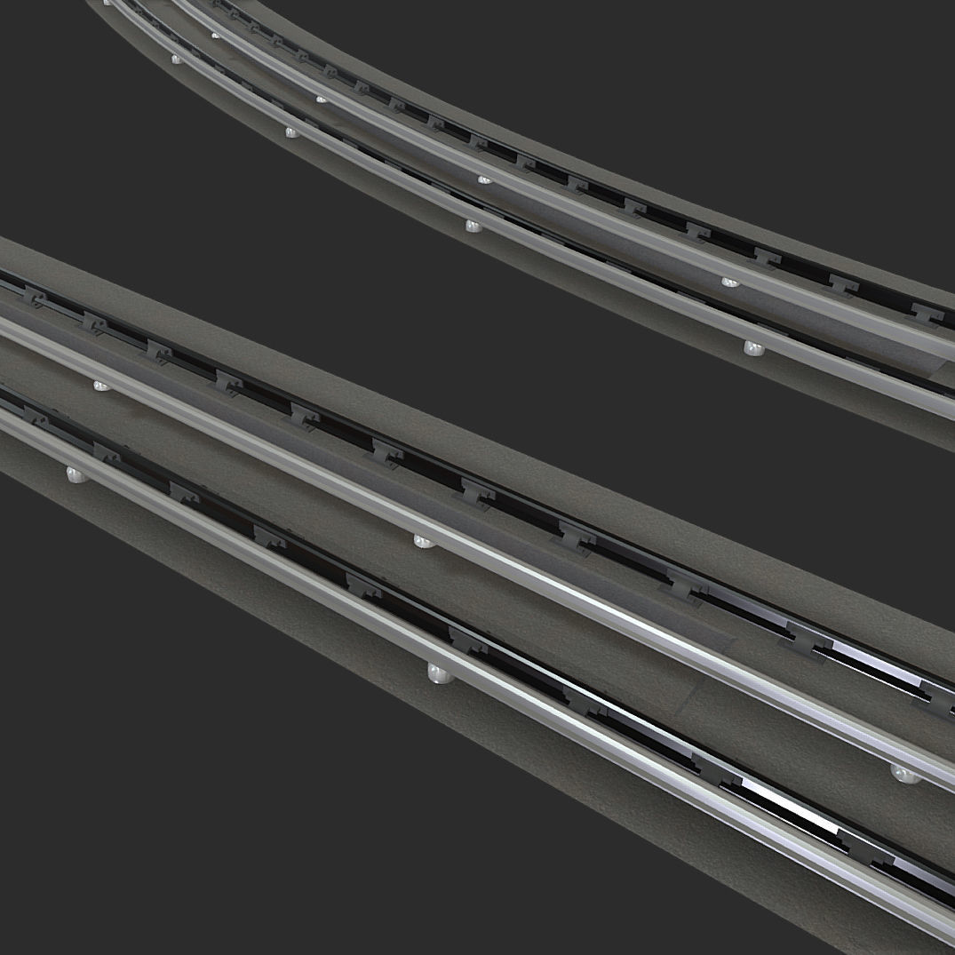 Modular Subway Tracks Low-poly 3D model_1