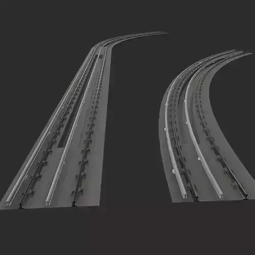 Modular Subway Tracks Low-poly 3D model