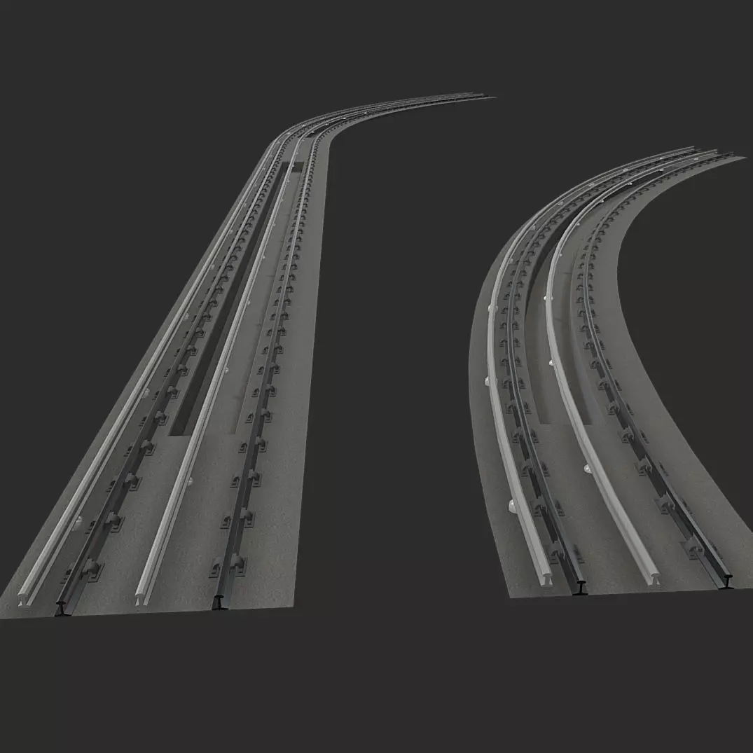 Modular Subway Tracks Low-poly 3D model_0