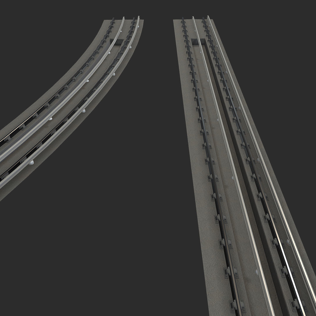 Modular Subway Tracks Low-poly 3D model_2
