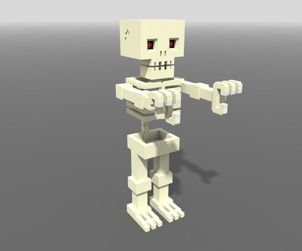 Voxel Skeleton Low-poly 3D model_1