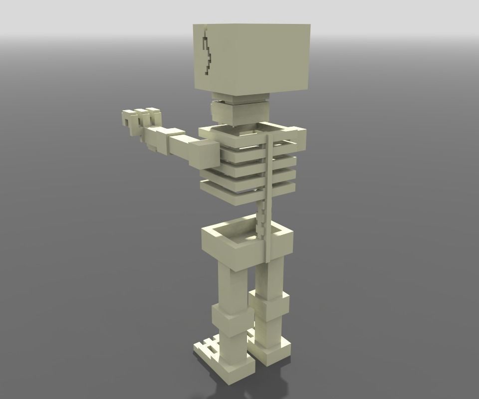 Voxel Skeleton Low-poly 3D model_4