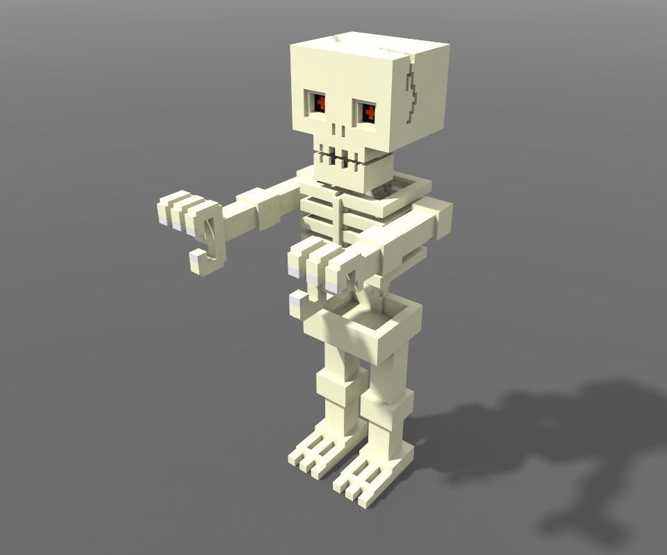Voxel Skeleton Low-poly 3D model_3