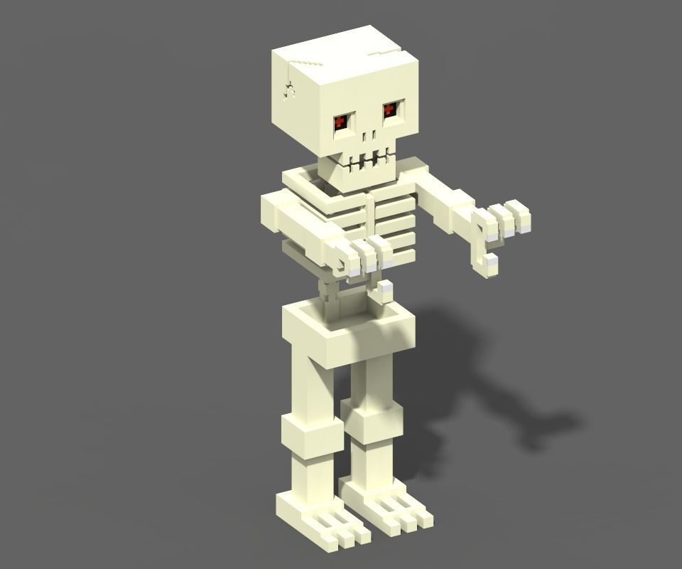 Voxel Skeleton Low-poly 3D model_7