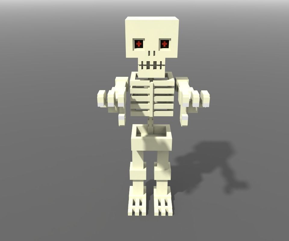 Voxel Skeleton Low-poly 3D model_2