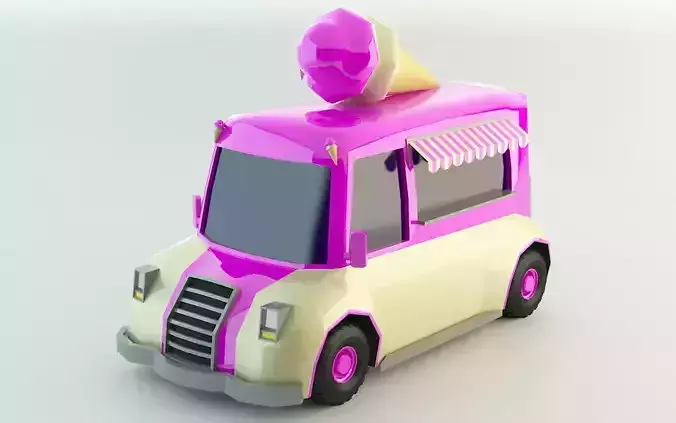 Low Poly Ice-Cream Van