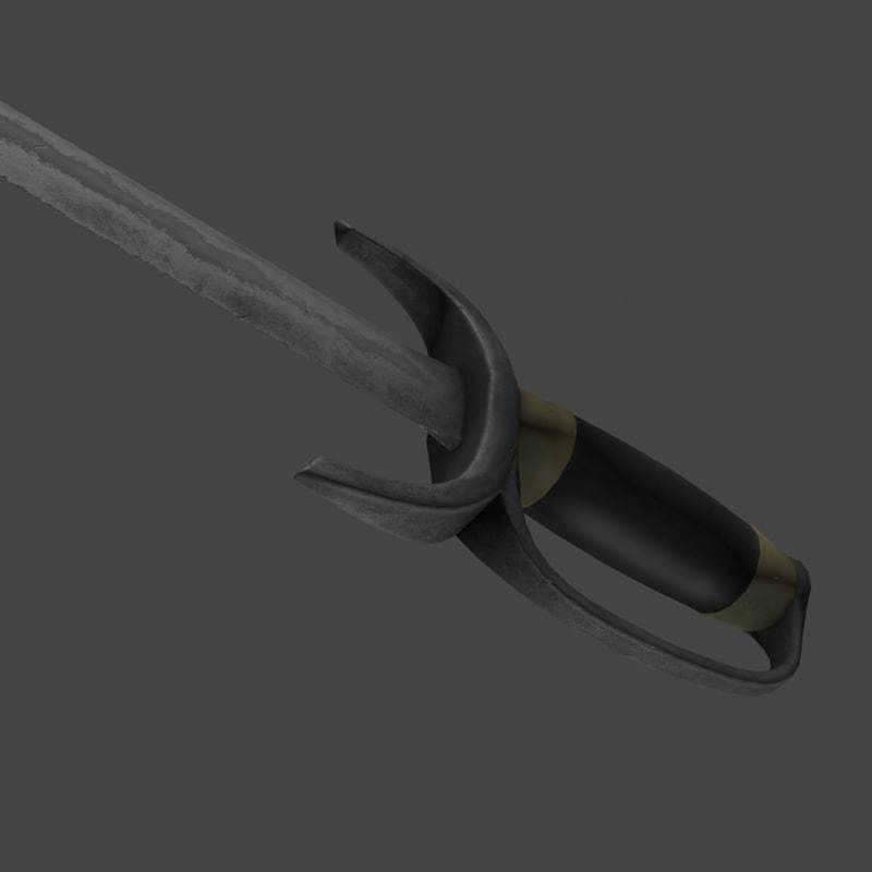 Fanged sword 3D model_7