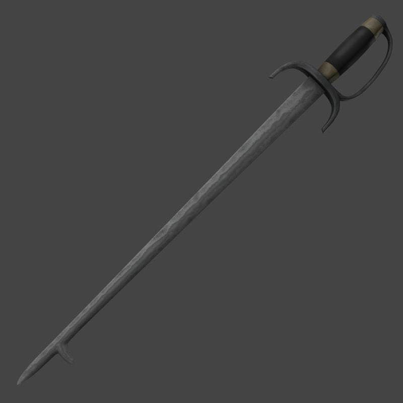 Fanged sword 3D model_1