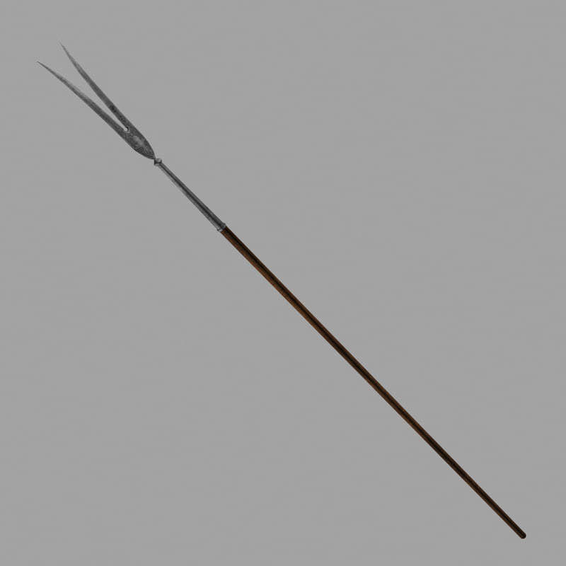 Fauchard fork polearm 3D model_3