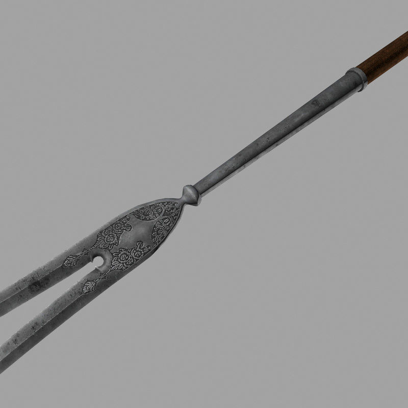 Fauchard fork polearm 3D model_5