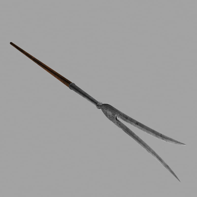 Fauchard fork polearm 3D model_2