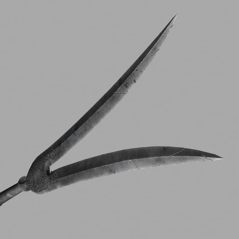 Fauchard fork polearm 3D model_4