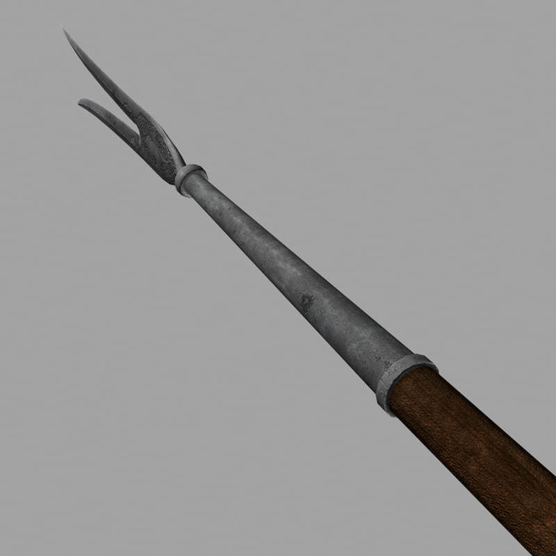 Fauchard fork polearm 3D model_6