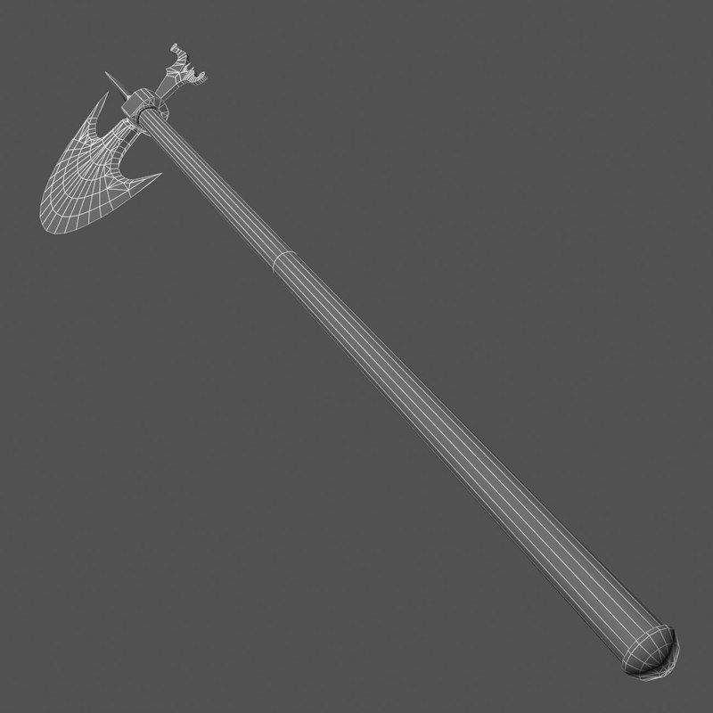 Indian battleaxe 3D model_3