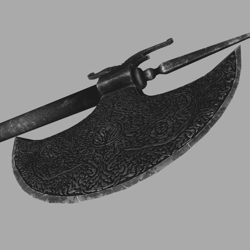 Indian battleaxe 3D model_9