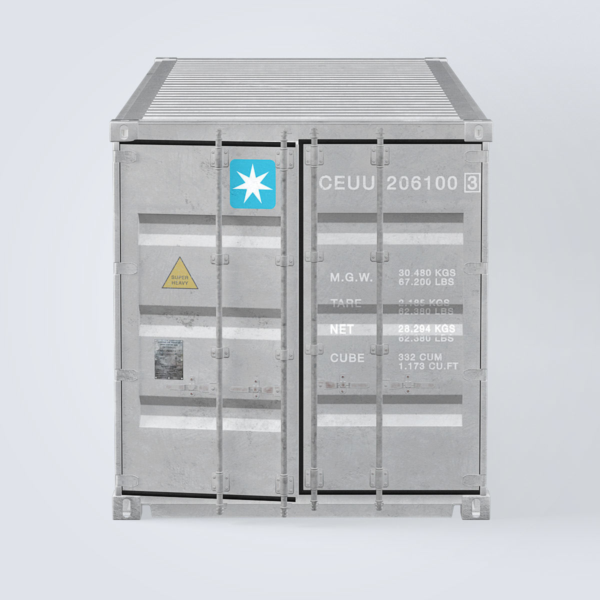 Container 20ft Grey 3D model_6