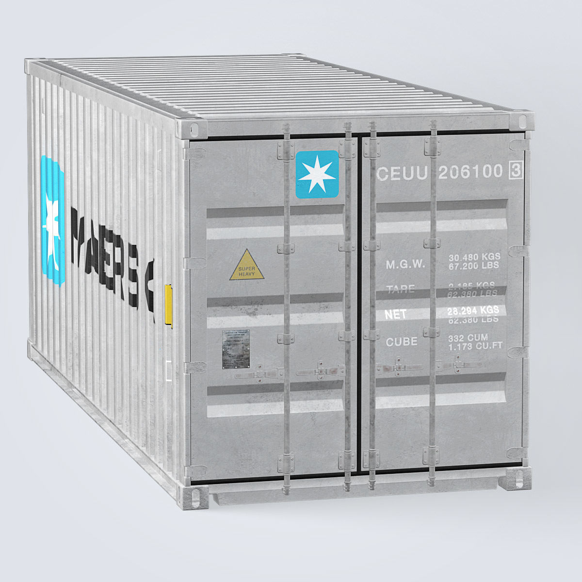 Container 20ft Grey 3D model_5