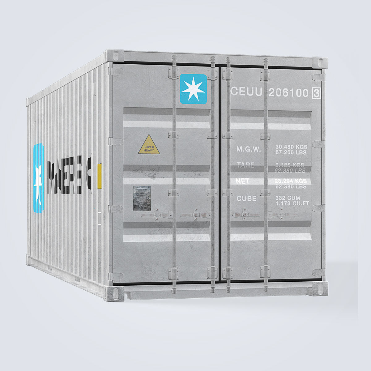 Container 20ft Grey 3D model_14