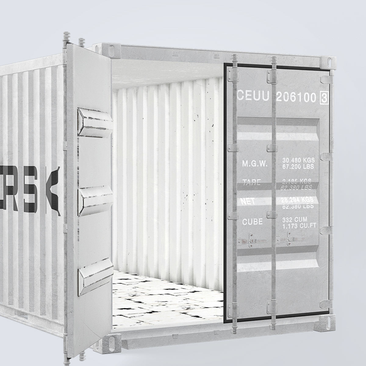 Container 20ft Grey 3D model_10