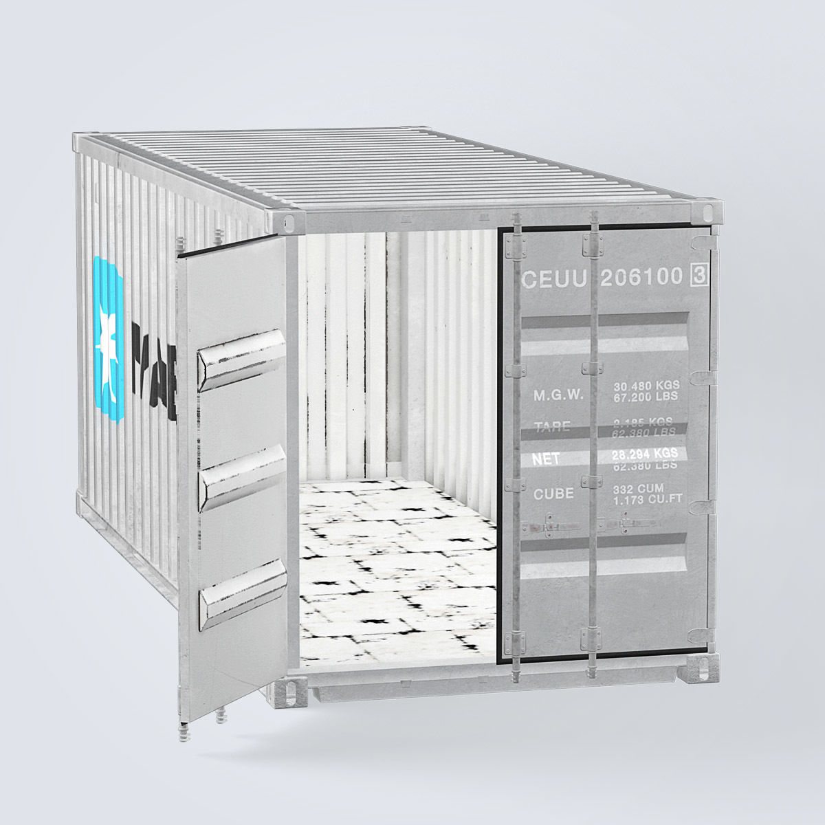 Container 20ft Grey 3D model_4