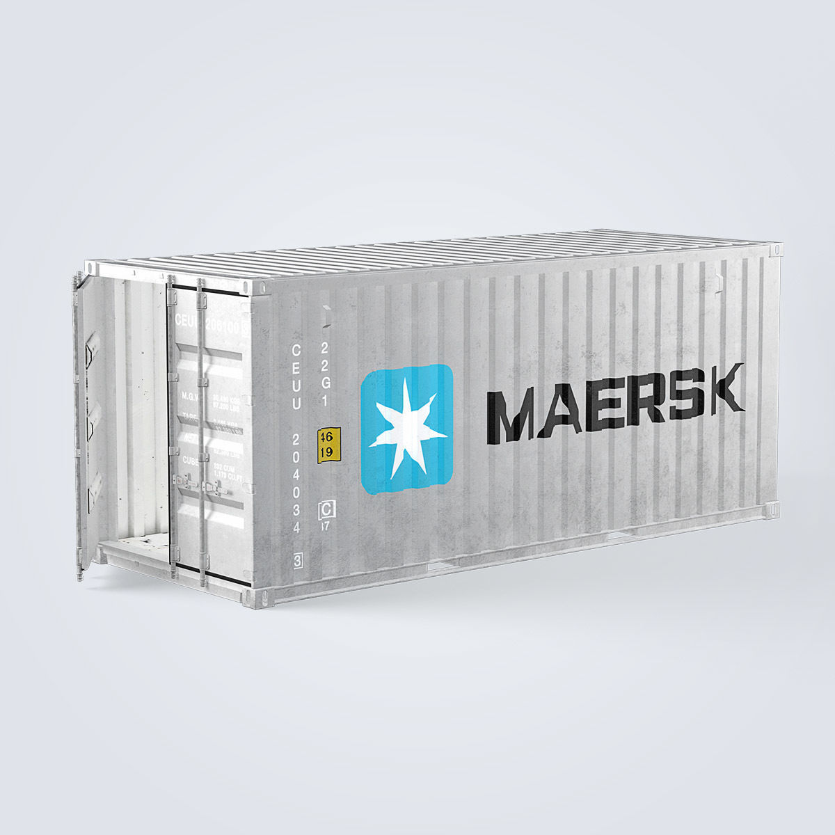 Container 20ft Grey 3D model_7