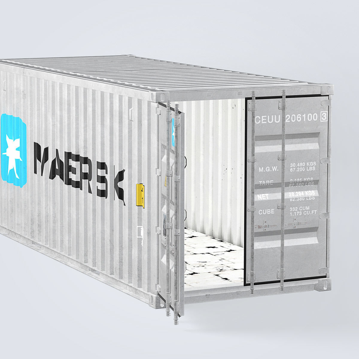 Container 20ft Grey 3D model_9