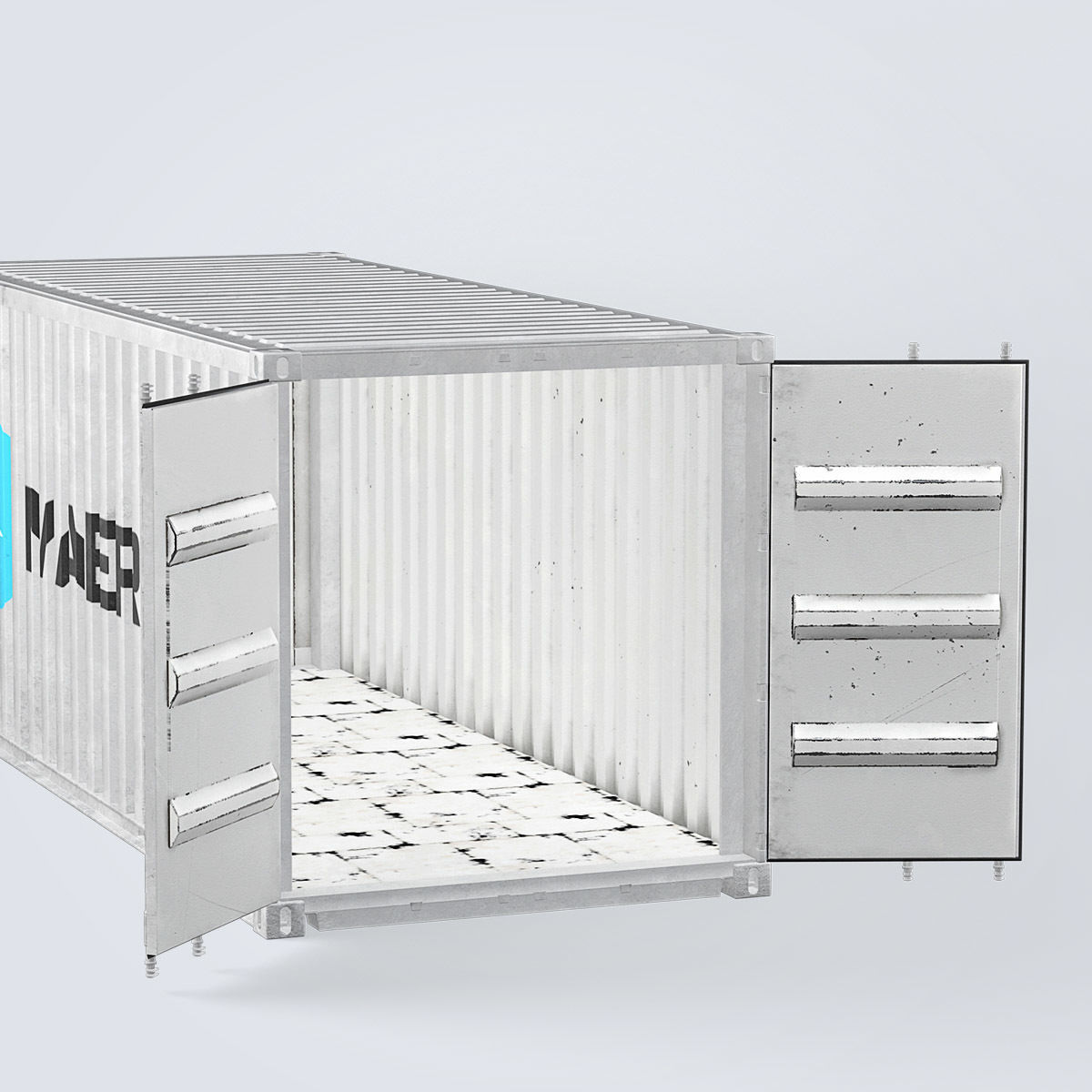 Container 20ft Grey 3D model_3