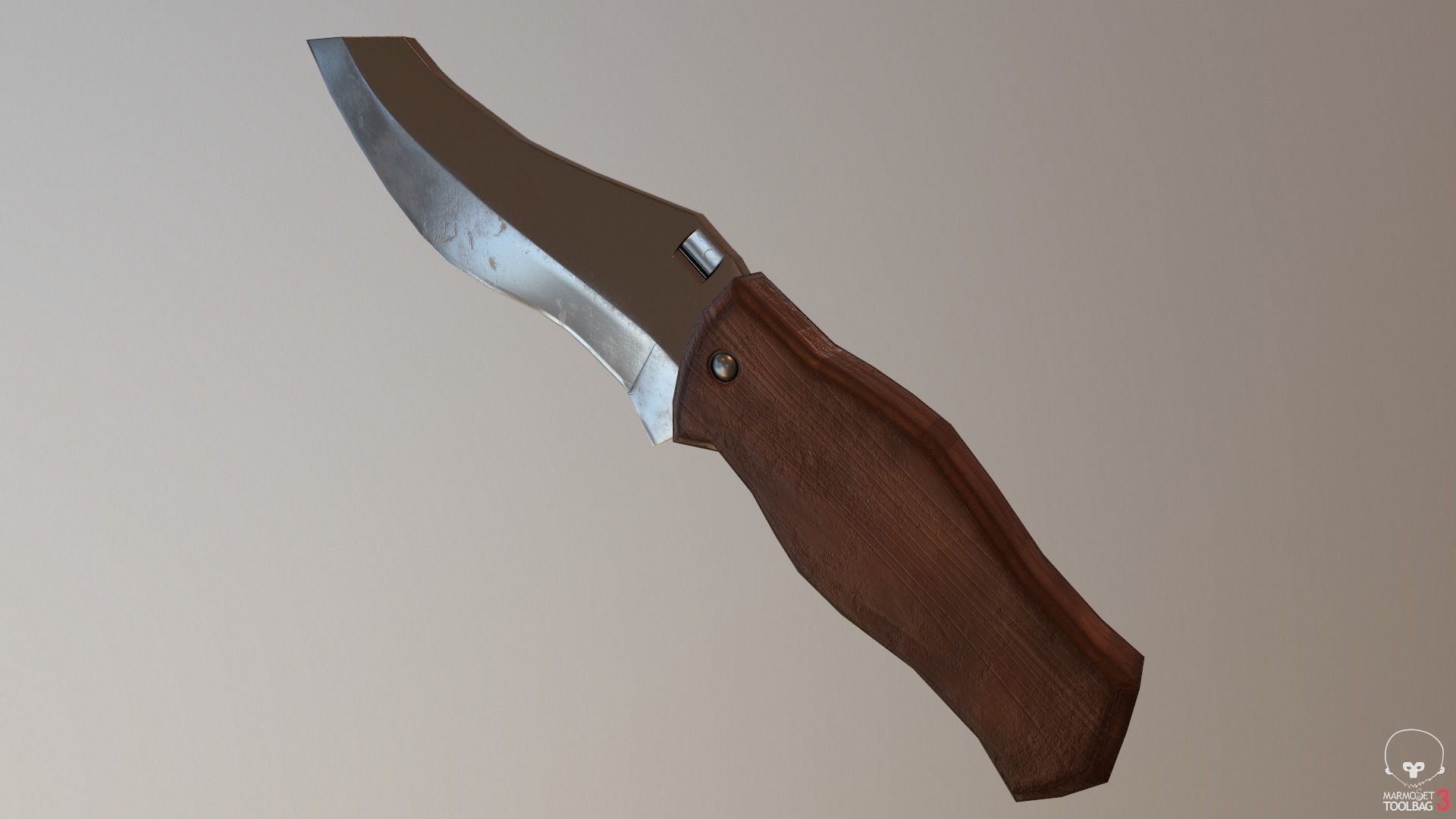 Game Ready Realistic Low Poly Combat Knife Low-poly 3D model_5