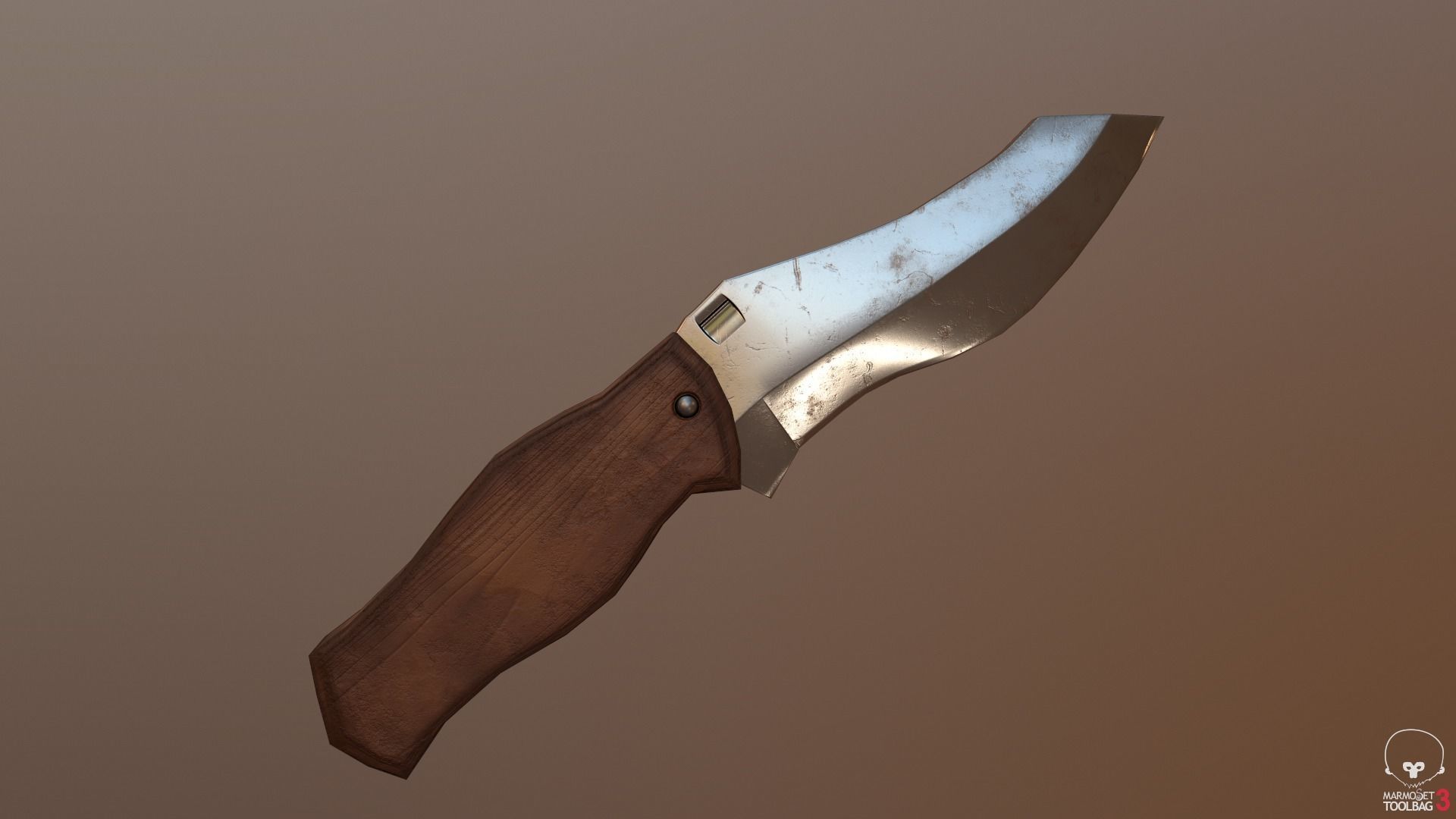 Game Ready Realistic Low Poly Combat Knife Low-poly 3D model_2