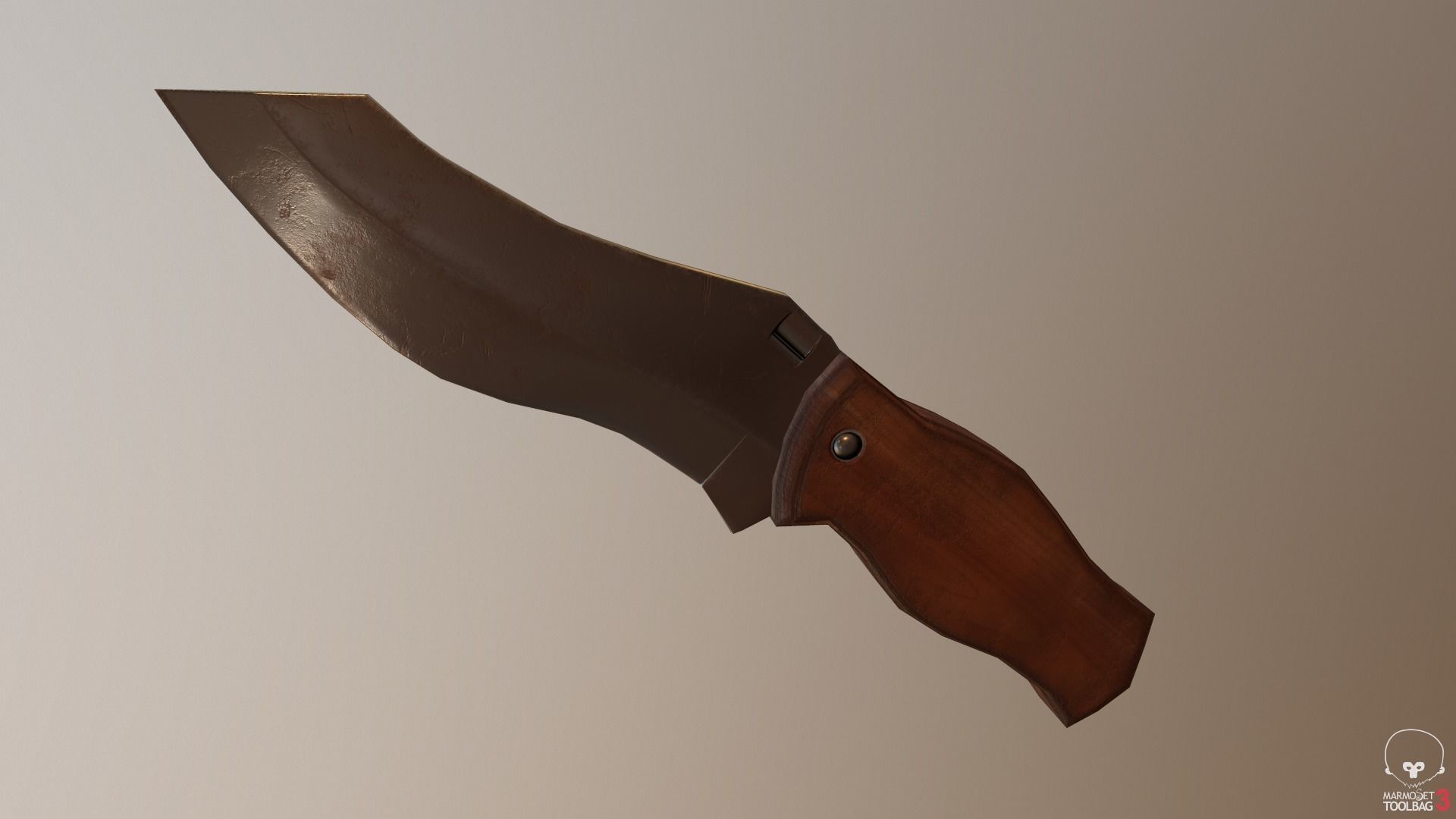 Game Ready Realistic Low Poly Combat Knife Low-poly 3D model_4