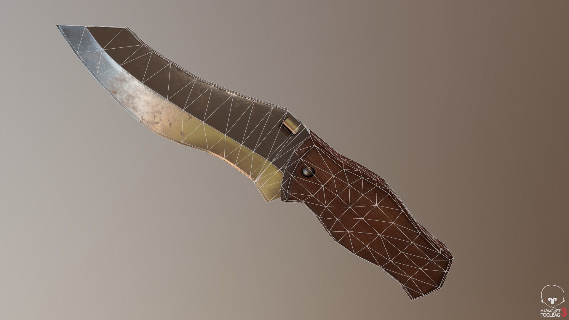Game Ready Realistic Low Poly Combat Knife Low-poly 3D model_14