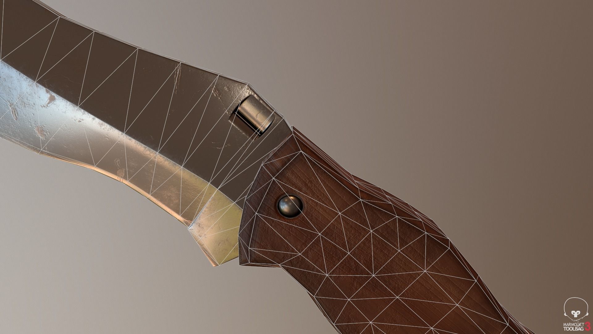Game Ready Realistic Low Poly Combat Knife Low-poly 3D model_19