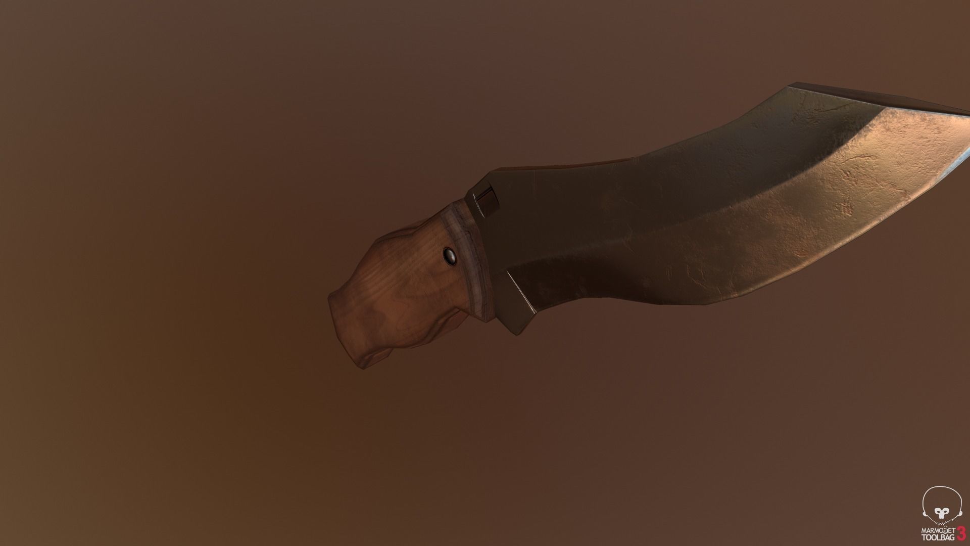 Game Ready Realistic Low Poly Combat Knife Low-poly 3D model_7