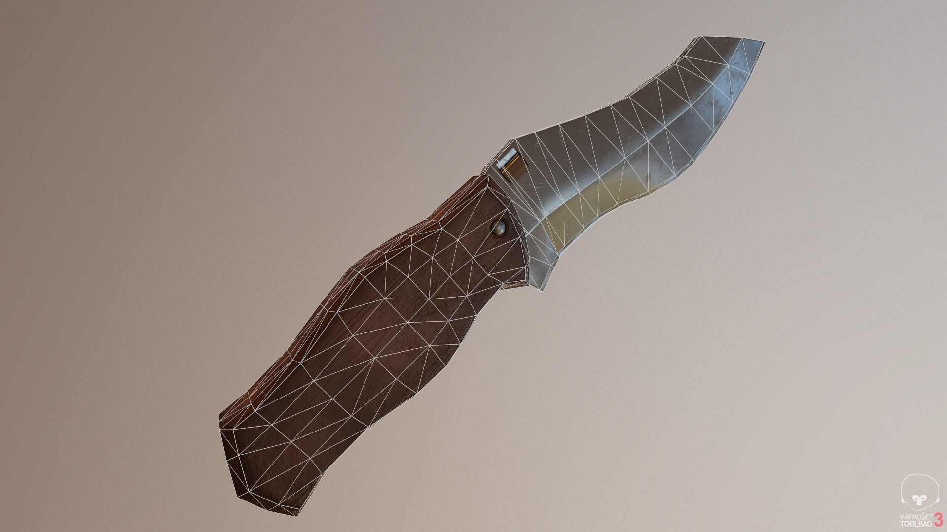 Game Ready Realistic Low Poly Combat Knife Low-poly 3D model_15