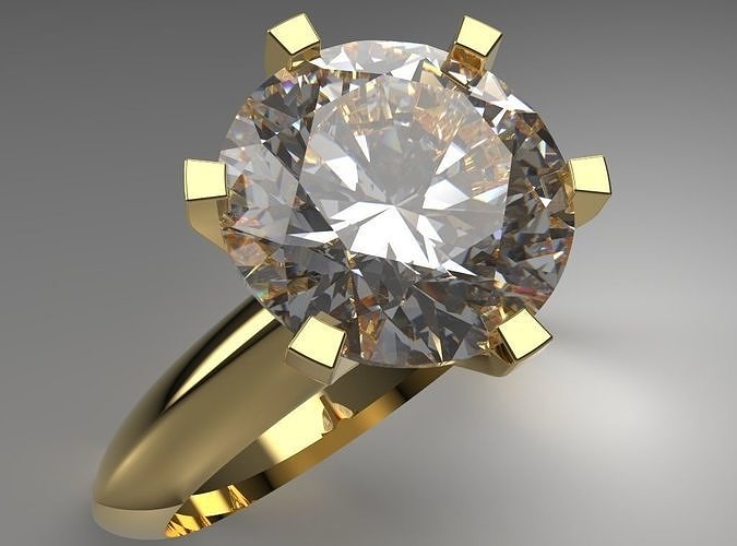 Ring with a large stone 3D print model