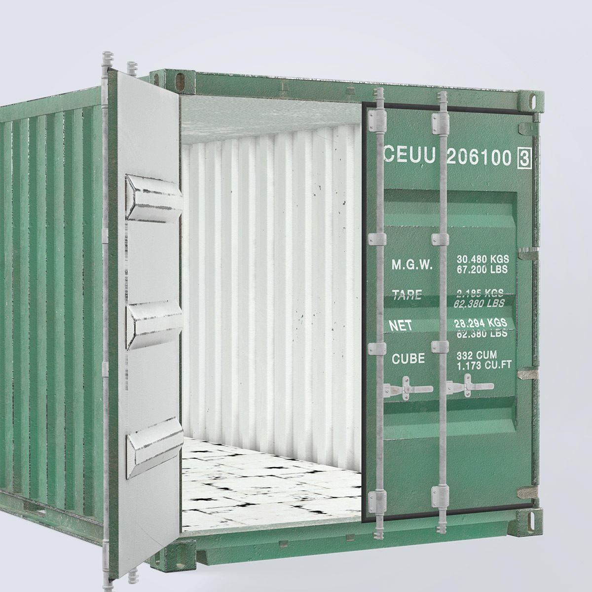 Container 20ft Green 3D model_10