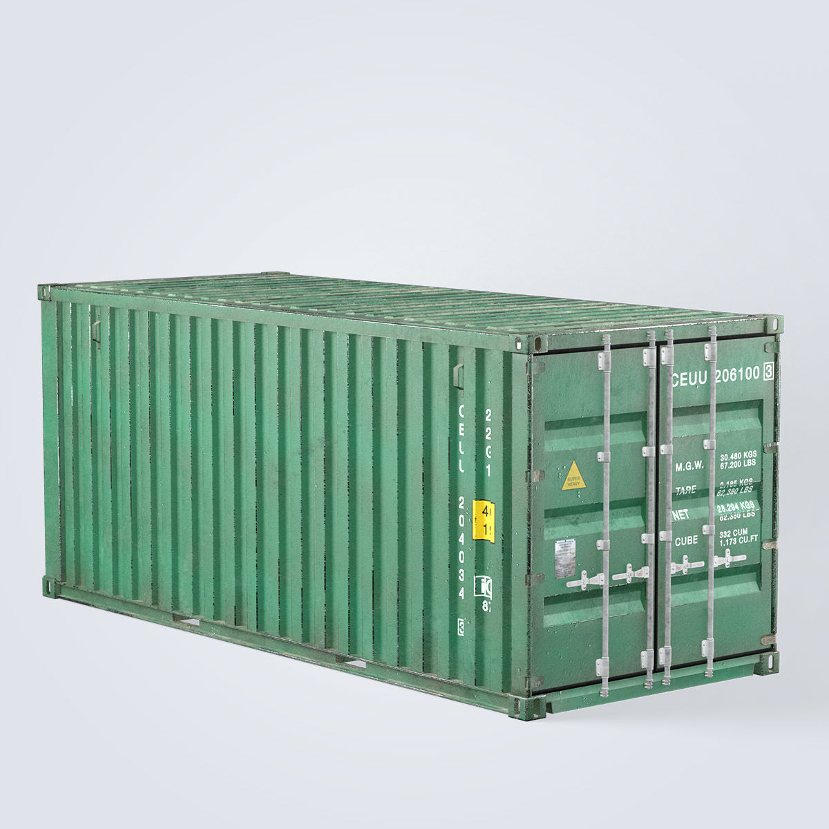 Container 20ft Green 3D model_2