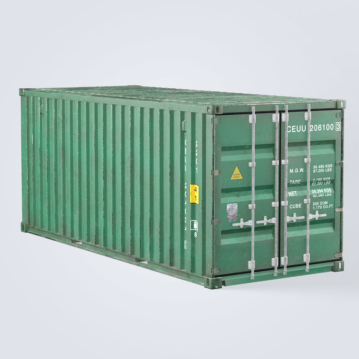 Container 20ft Green 3D model_19