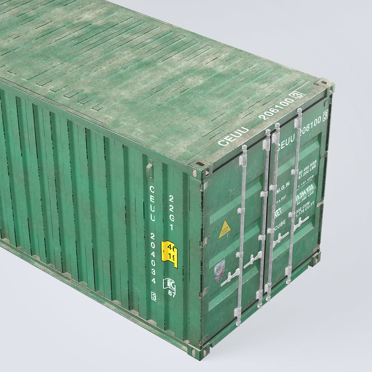 Container 20ft Green 3D model_15